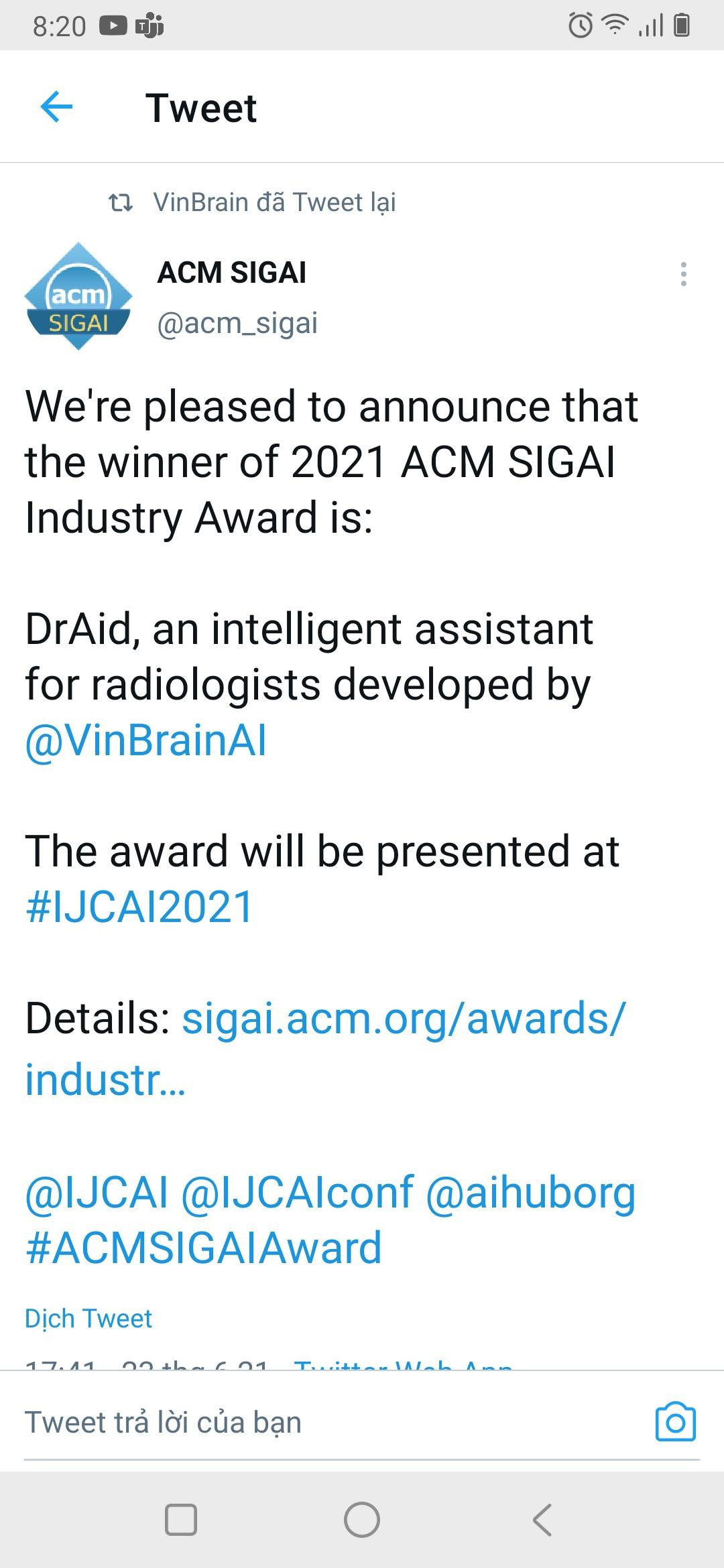 Vinbrain gianh giai “Cong nghe ACM SIGAI 2021 cho san pham tri tue nhan tao xuat sac nhat“-Hinh-2