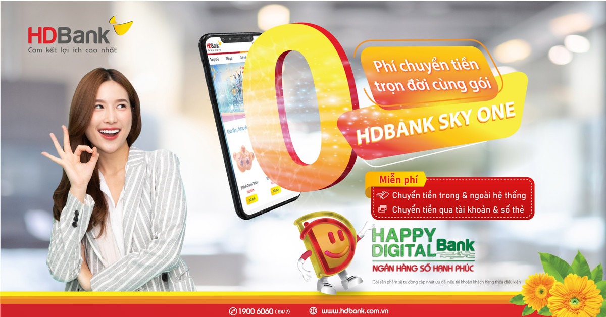 Mien phi chuyen tien khong gioi han cung goi HDBank Sky One