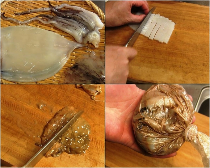 Shiokara sau khi được lấy từ trong hũ ra sẽ được bày ra trong các chén nhỏ, phục vụ kèm cùng cơm trắng và rượu sake. Ảnh: toplist.