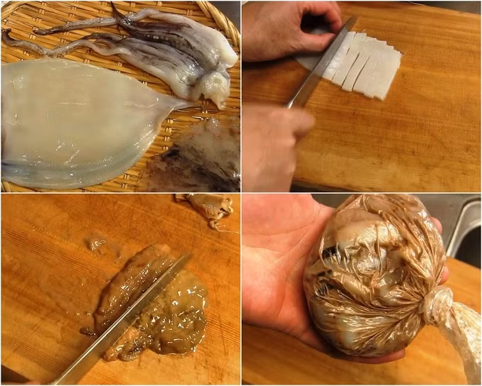 Shiokara sau khi được lấy từ trong hũ ra sẽ được bày ra trong các chén nhỏ, phục vụ kèm cùng cơm trắng và rượu sake. Ảnh: toplist.