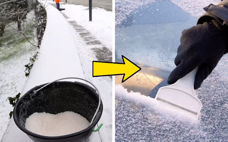 Ngăn chặn tuyết đóng băng: Tuyết đóng băng trên mặt đường sẽ gây trơn trượt hoặc lớp tuyết phủ trên kính ô tô sẽ cản trở tầm nhìn. Để loại bỏ lớp tuyết đóng băng, bạn có thể đổ muối vào một chiếc khăn và lau kính ô tô, như vậy ô tô có để ngoài trời qua đêm cũng không bị đóng băng tuyết trên kính.