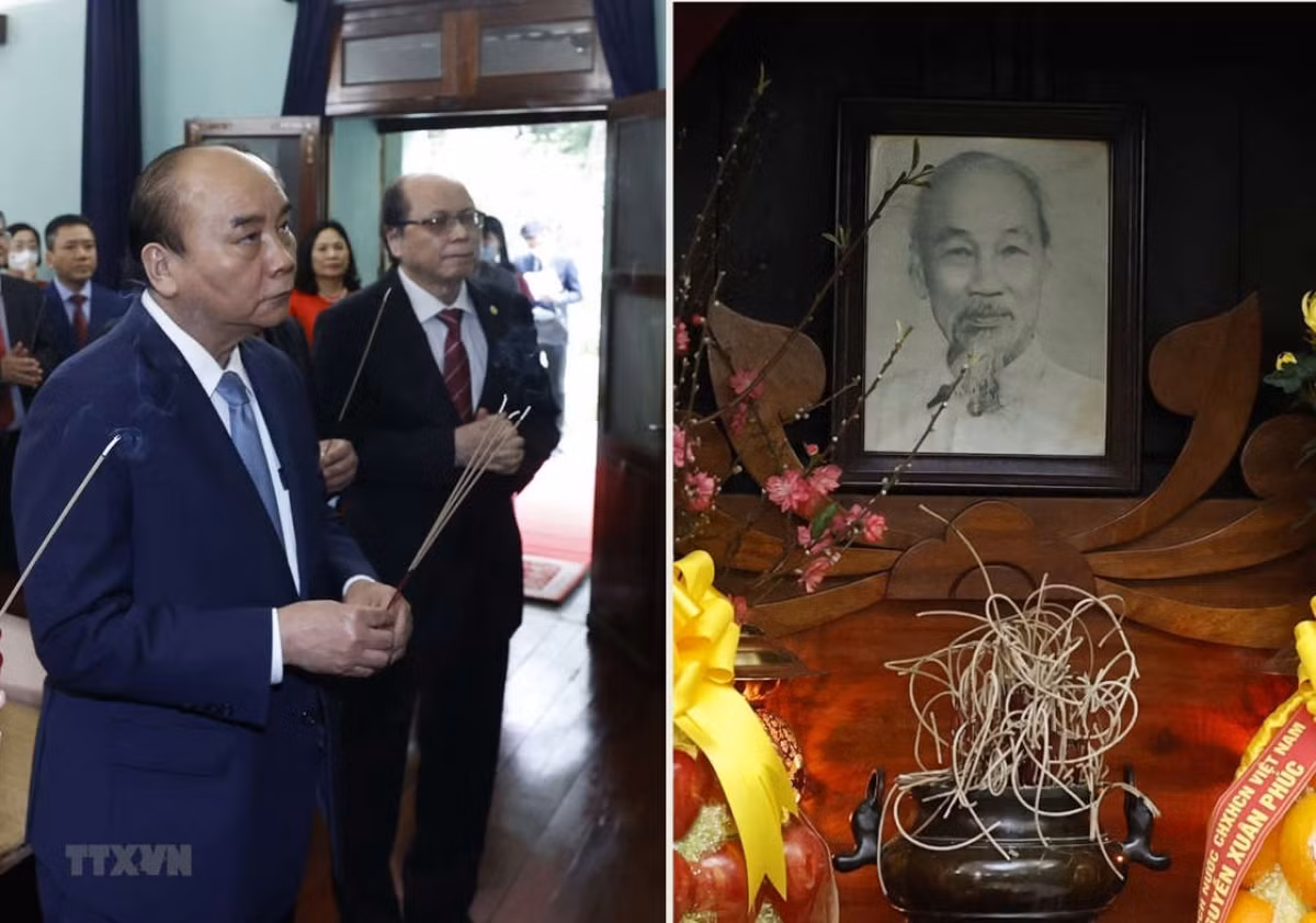 Chu tich nuoc dang huong tuong nho Chu tich Ho Chi Minh tai Nha 67