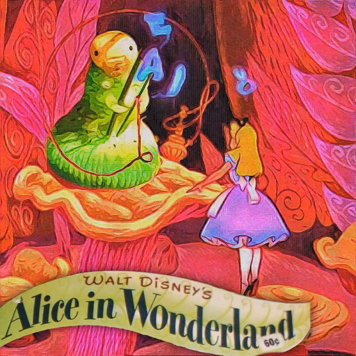 Có người cầu kỳ hơn, hoạt hình hóa hình ảnh của chú sâu bướm và gán chú vào poster của bộ phim "Alice ở xứ sở thần tiên". (Nguồn Bored Panda) 