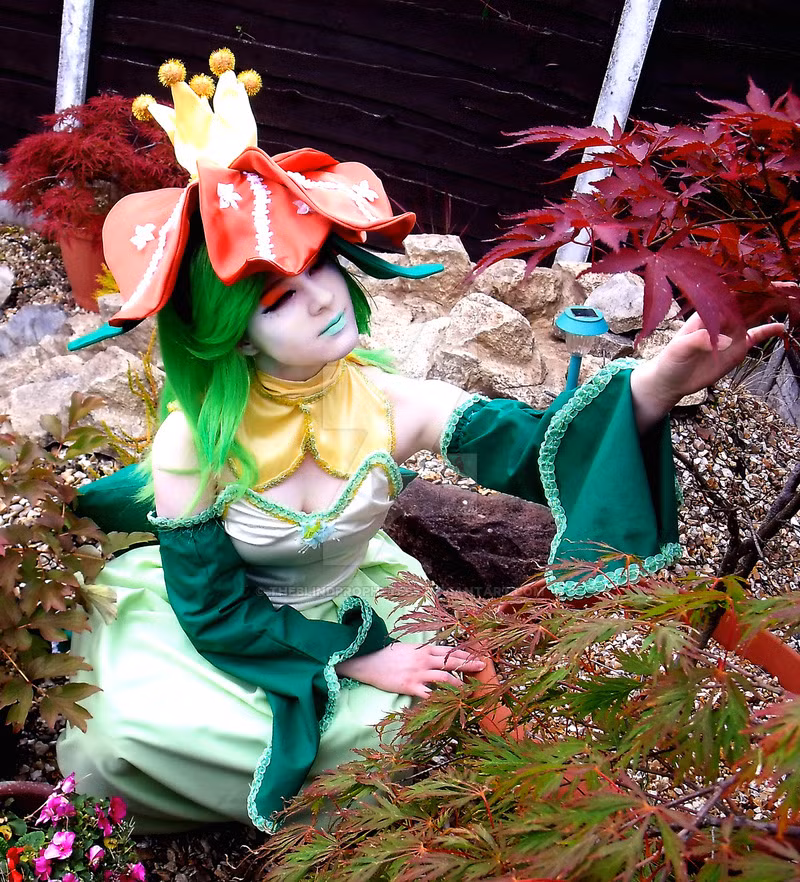 Pokemon Lilligant, đây là một loài Pokemon đơn tính chỉ có nữ, có khả năng tạo ra hương thơm ngọt ngào, giúp người ta thư giãn triệt để. Khi còn ở hình dáng Pokemon có hình dạng như một tiểu yêu tinh xinh đẹp.