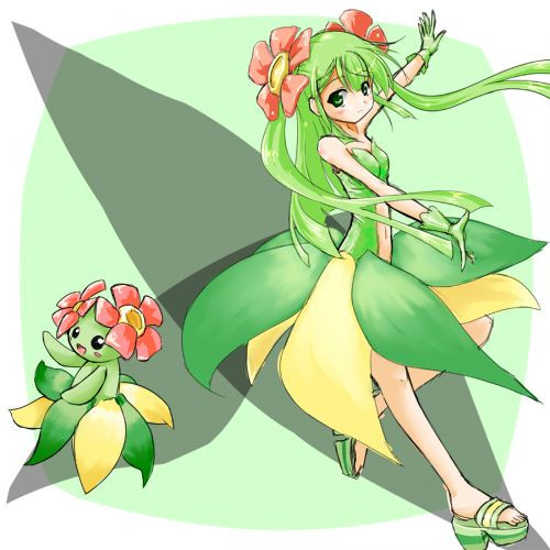 Pokemon Bellossom, một Pokemon hệ cỏ khi tiến hóa thành người có hình dạng một cô gái hiền lành, đáng yêu và ưa nhảy múa.