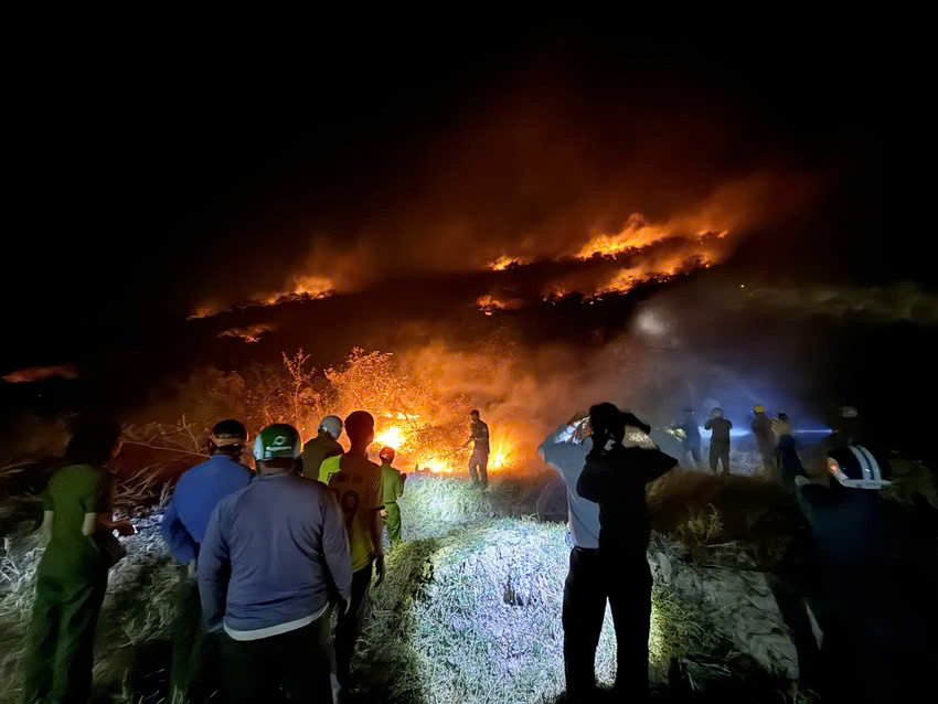 Tuy nhiên tối 20/3, một vụ cháy bất ngờ xảy ra tại đồi bằng lăng, khiến khung cảnh vốn thơ mộng bỗng chốc bị bao trùm bởi khói lửa. Ảnh Kinhtedothi