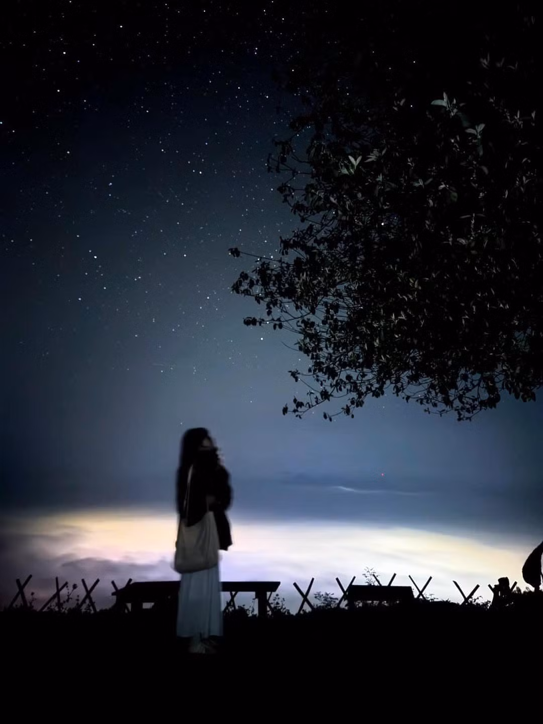 Về đêm, Tà Xùa có sao, có trăng, có núi, đặc biệt là một biển mây bồng bềnh lung linh huyền ảo. Ảnh Hà Vi