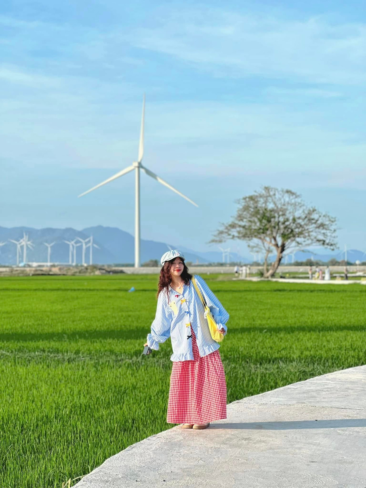 Cánh đồng điện gió Đầm Nại không chỉ là biểu tượng của năng lượng xanh mà còn là điểm đến lý tưởng cho những ai yêu thích thiên nhiên và muốn tìm một không gian yên bình, thơ mộng để thư giãn. Ảnh Bích Ngọc