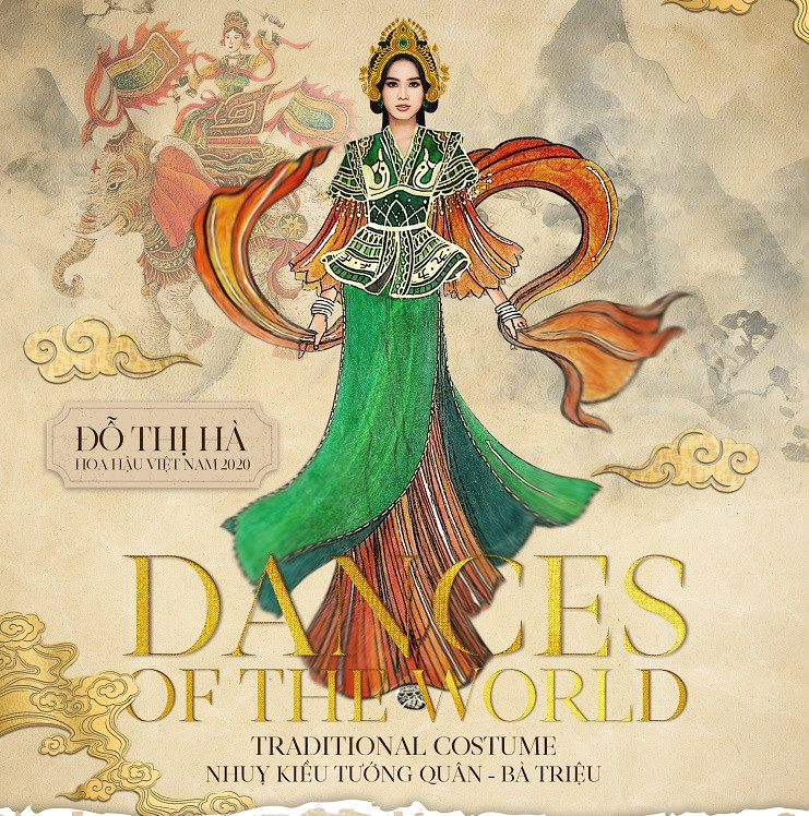 Bộ trang phục lấy cảm hứng từ Bà Triệu - nữ tướng vùng quê Thanh Hóa. “Nhuỵ Kiều Tướng Quân - Bà Triệu” toát lên vẻ đẹp uy quyền của một nữ anh hùng, đồng thời thể hiện nét đẹp duyên dáng của người phụ nữ Việt Nam.