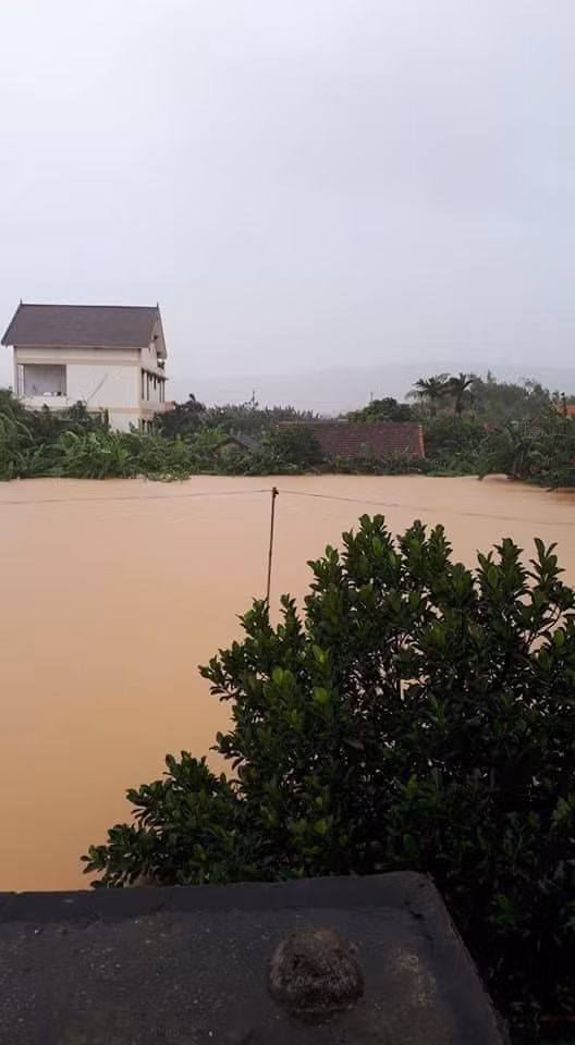 Nước ngập cao lên tận mái nhà.