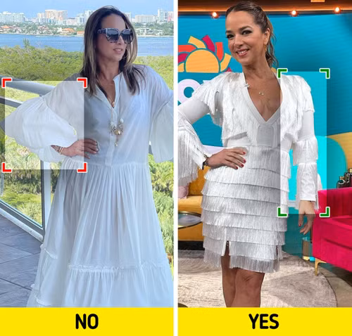 Tay áo phồng được yêu thích bởi sự độc đáo, cá tính. Vậy nhưng nó chỉ hợp với những cô gái có chiều cao lý tưởng. Những người chiều cao hạn chế nên chọn áo có phần tay dài, vừa vặn để hướng ánh nhìn lên trên, tạo cảm giác dáng người mảnh mai hơn.