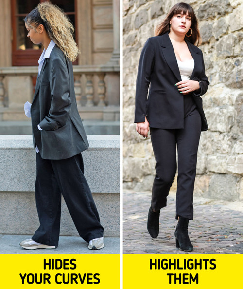 Trang phục màu đen là lựa chọn hữu ích để che chắn khuyết điểm, tạo hiệu ứng dáng người cao ráo hơn. Dù vậy, bạn cũng cần chú ý đến kích thước của trang phục, đảm bảo món đồ không quá rộng hoặc quá chật. Diện đồ đen rộng thậm chí khiến vẻ ngoài trở nên nhàm chán, thấp hơn.