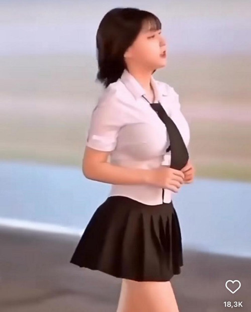 Sở hữu vòng 1 ngoại cỡ, cô gái này cố tình mặc áo o ép vòng 1. Dù không quá hở hang song mẫu áo bó sát khiến tổng thể không cân đối.