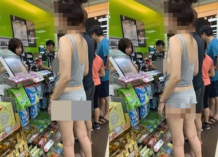 Tương tự, cô gái này diện chiếc quần siêu ngắn, chỉ nhỉnh hơn gang tay để lộ gần như toàn bộ vòng ba. Ăn mặc không nghiêm túc khiến nhiều người phê phán. (Ảnh: Internet)