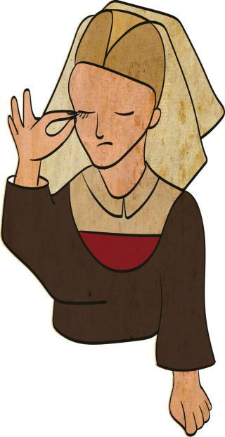 Khác với nam giới, phụ nữ sống vào thời Trung cổ từng chạy theo trào lưu là loại bỏ lông mi và lông mày để làm nổi bật phần trán trên gương mặt.