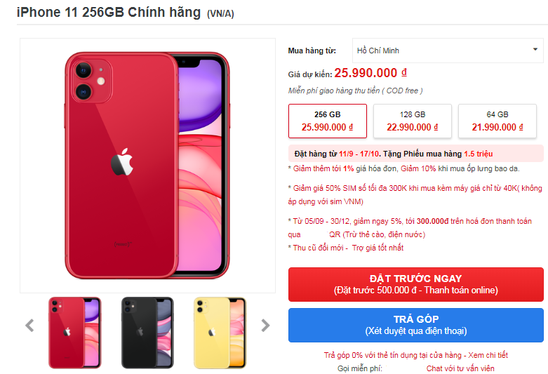 iPhone 11 có giá dự kiến từ 21,999 triệu đồng ở phiên bản 64 GB.