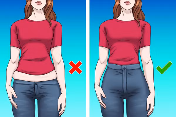 Mặc quần bó sát, cạp thấp lộ bụng: Quần ôm sát cạp thấp chỉ phù hợp với những cô nàng thắt đáy lưng ong. Sở hữu thân hình “phì nhiêu”, bạn cố gắng tránh thiết kế này bởi nó sẽ tố khuyết điểm bụng ngấn mỡ. Thay vào đó, bạn nên mặc quần cạp cao để che eo bánh mì, giấu đi những "cuộn mỡ" không đẹp mắt.