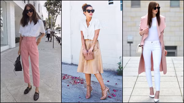 Bạn có thể tận dụng một chiếc khăn, áo sơ mi hay một chiếc blouse sáng màu để tạo nên điểm nhấn cho trang phục đơn sắc.