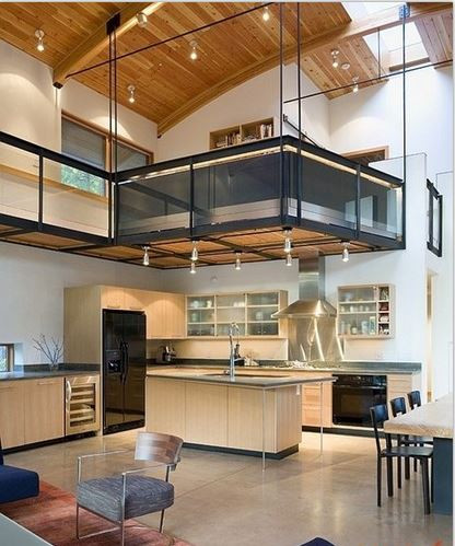 Bạn có thể bố trí gác lửng ngay trên phòng bếp như thế này. Ảnh: Blogspot.