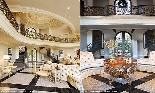 Trong biệt thự tổng cộng 6 phòng ngủ, 16 phòng tắm và tất cả những căn phòng mà ai cũng muốn có trong nhà mình: phòng chơi game, phòng xem phim, phòng đọc sách, phòng tập thể thao. Ngoài ra còn có hai bồn sục Jacuzzi, một bể bơi, bốn garage. Tất cả ngôi nhà được thiết kế theo phong cách kết hợp giữa Pháp và Italy.