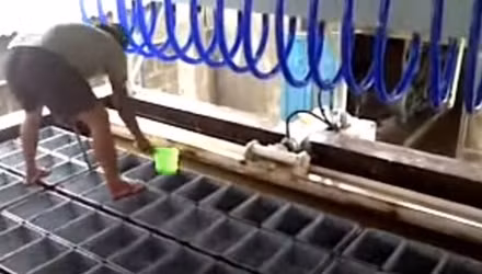 Trong các xưởng làm đá cũng bẩn không kém. Hình ảnh người đàn ông chân đi dép bước lên từng khuôn làm đá khiến nhiều người phát hoảng vì quá phản cảm. Ảnh: ĐS&amp;PL.