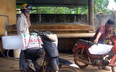 Đá cây đặt trực tiếp lên khung xe đã gỉ sắt. Ảnh: Người tiêu dùng.