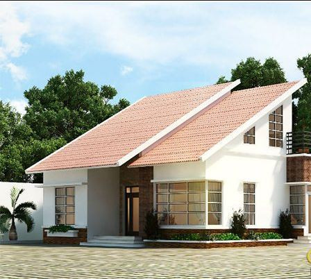 Nhiều thiết kế nhà hiện đại ngày nay đang ưa chuộng kiểu mái dốc một phía như thế này bởi sự đơn giản của nó. Ảnh Kientrucnha.