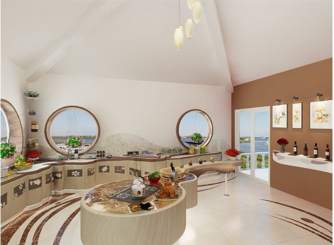 Những ô cửa sổ hình tròn khiến căn phòng trở nên mềm mại, bắt mắt hơn. Ảnh: Ngoinhaxinh.