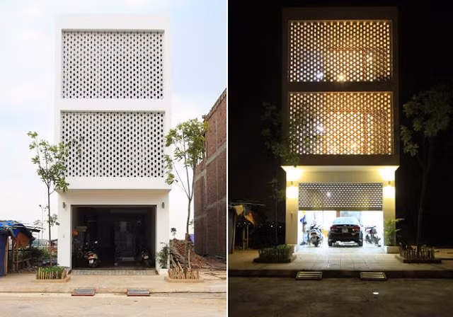 Với nhiều ô vuông nhỏ cho ánh sáng và không khí lưu thông, thiết kế nhà tổ ong rất phù hợp với những căn nhà có diện tích nhỏ. Ảnh Nhadepdonga.