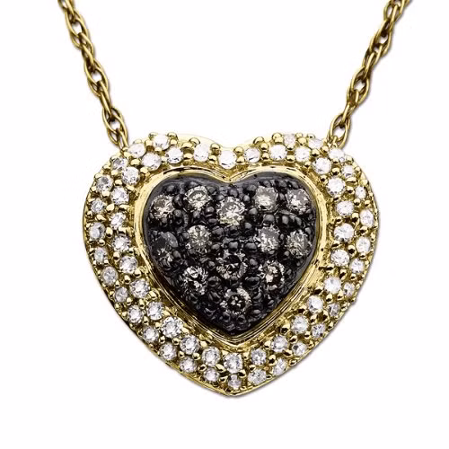 Chiếc vòng cổ vàng 10k với phần mặt trái tim phủ socola Brown giá khủng lên đến 599 USD tuyệt đẹp.