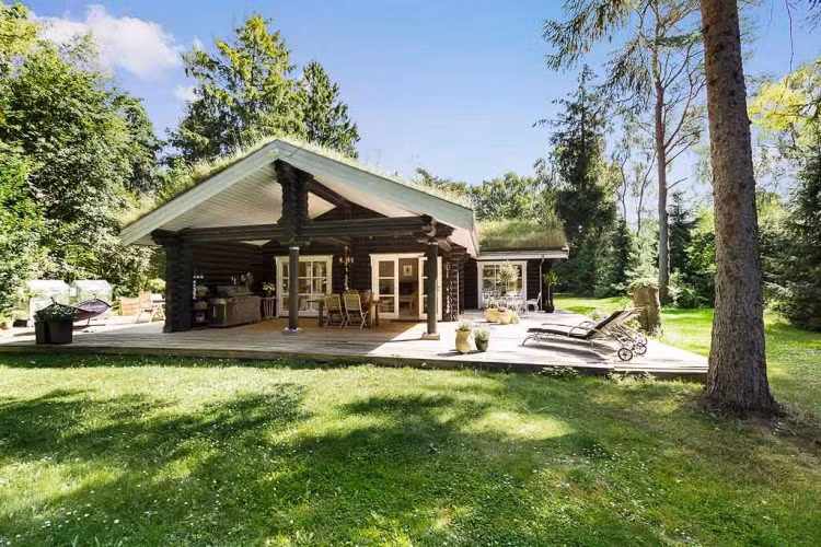 Ngôi nhà nằm giữa những rặng cây xanh xanh ngút ngàn, tràn đầy sức sống và bóng mát.