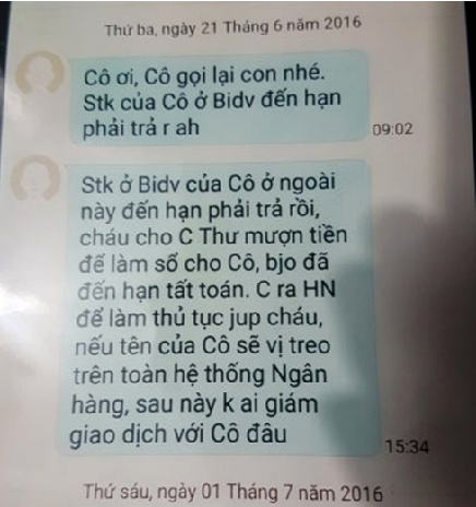 Tin nhắn của anh Chung gửi bà Phương Anh được chụp lại. Tin nhắn của anh Chung gửi bà Phương Anh được chụp lại.