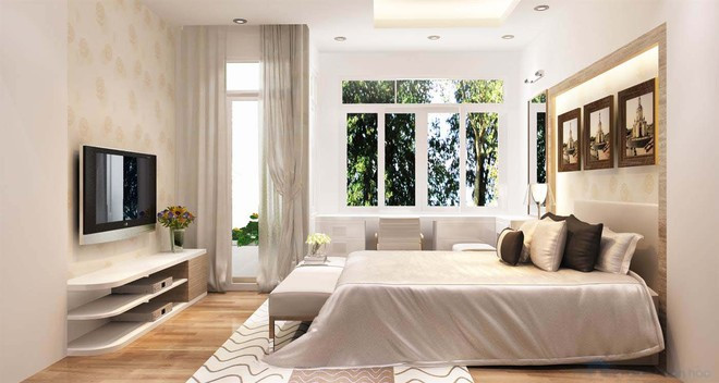 Thiết kế cửa sổ có kích thước quá nhỏ so với diện tích phòng ngủ lại là sai lầm khiến không khí khó lưu thông, tạo cảm giác ngột ngạt, bí bách. Ảnh: Kymdanthangnhung.