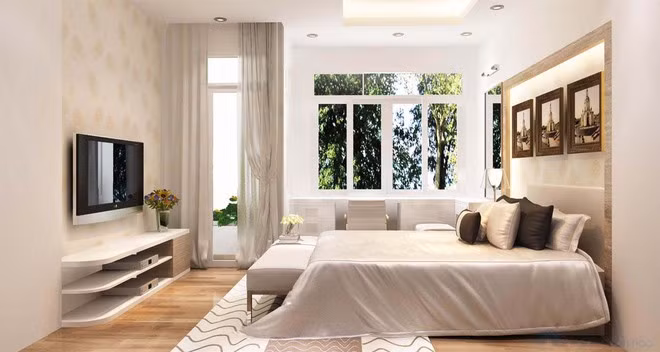 Thiết kế cửa sổ có kích thước quá nhỏ so với diện tích phòng ngủ lại là sai lầm khiến không khí khó lưu thông, tạo cảm giác ngột ngạt, bí bách. Ảnh: Kymdanthangnhung.