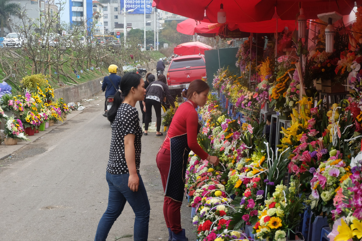 Lẵng hoa cắm sẵn cũng được nhiều hàng hoa tung ra trong dịp 8/3. Trung bình, giá mỗi lẵng ở mức 300.000 - 800.000 đồng.