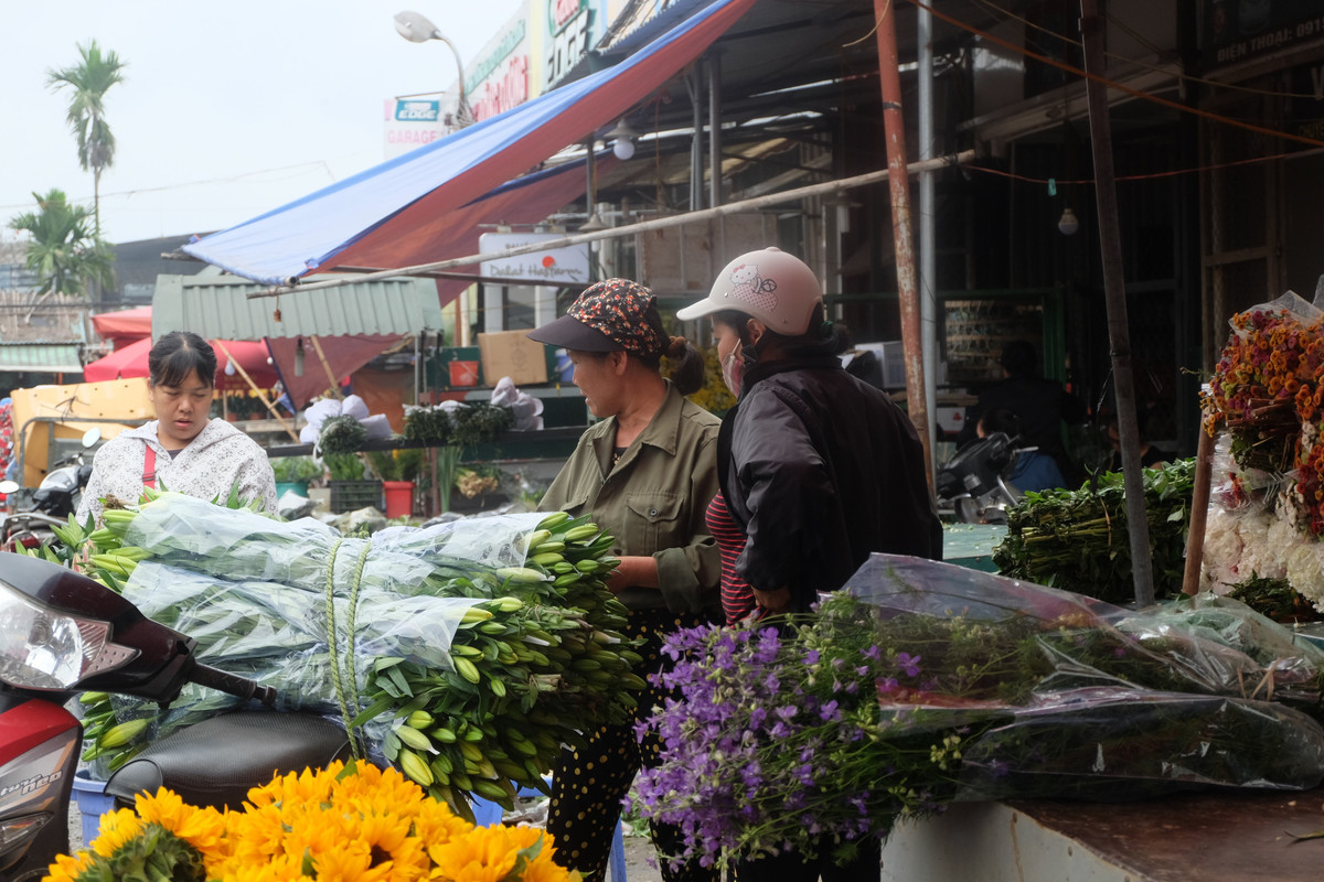 Sau khi được phân loại và tuyển chọn kỹ càng, hoa tươi được chất lên các xe để chở về cửa hàng. Các tiểu thương tại chợ đầu mối đánh giá hoa tươi năm nay đẹp và có giá rẻ hơn so với cùng thời điểm này năm trước.