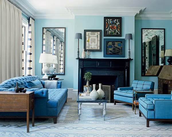 Dep me man mau phong khach tong mau trang - xanh cuc thanh lich