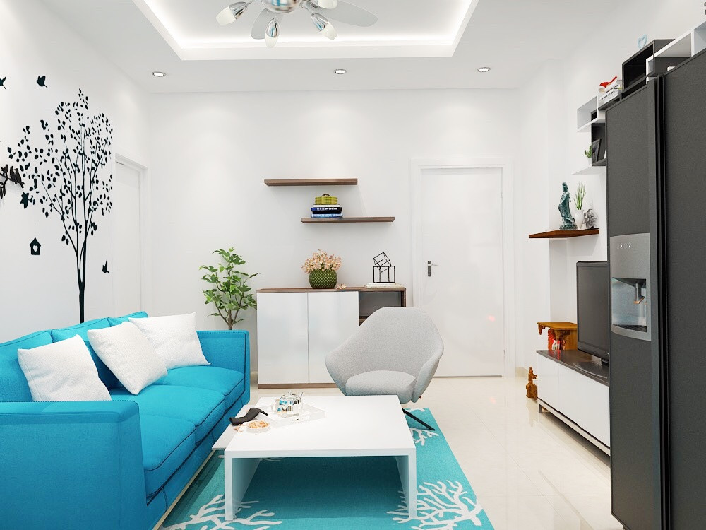 Mẫu phòng khách này dù đơn giản và nhỏ nhưng vẫn rất nổi bật, ấn tượng. Ảnh: Nicechair.