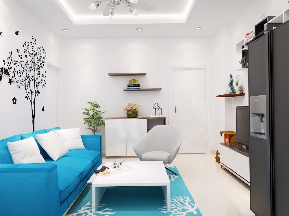 Dep me man mau phong khach tong mau trang - xanh cuc thanh lich-Hinh-10