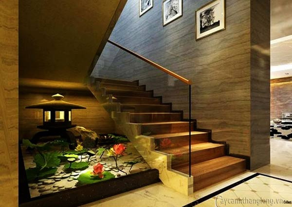 Những mẫu tiểu cảnh khô thường được nhiều người lựa chọn để làm mới khu vực gầm cầu thang - vị trí thường ít được quan tâm trong ngôi nhà. Ảnh: Greenviet.
