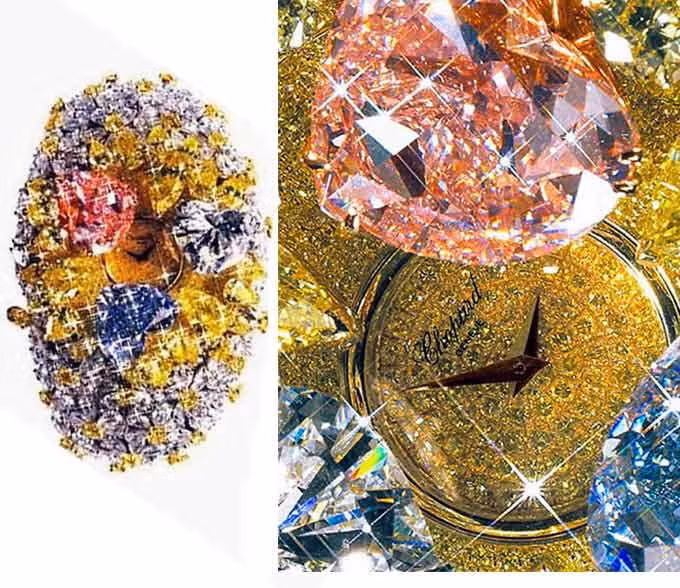 Được trang trí bởi 875 viên kim cương, chiếc đồng hồ thương hiệu Chopard có giá 20 triệu euro này xứng đáng là một trong những món quà 8/3 đắt giá nhất lịch sử. Ảnh fashion101.