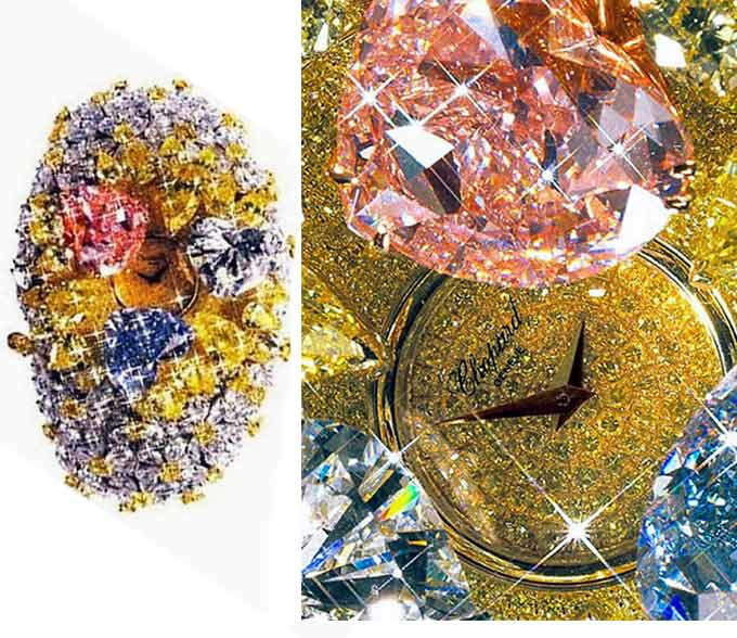 Được trang trí bởi 875 viên kim cương, chiếc đồng hồ thương hiệu Chopard có giá 20 triệu euro này xứng đáng là một trong những món quà 8/3 đắt giá nhất lịch sử. Ảnh fashion101.