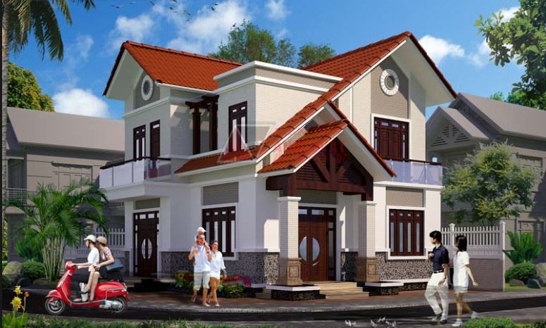 Kiểu mái yên ngựa kép cũng mang lại một vẻ đẹp riêng cho ngôi nhà. Nhìn từ trước, phần mái nhà sẽ tạo nên hình chữ M rất cuốn hút. Ảnh: Angcovat.