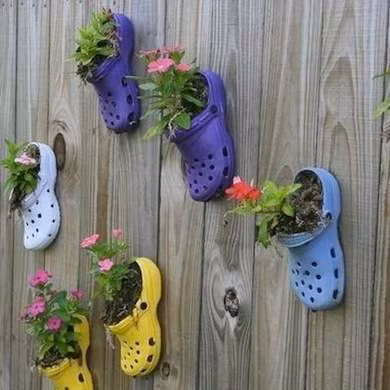 Hay độc đáo hơn là trồng rau trong...dép như thế này. (Ảnh Shoptilldrops)