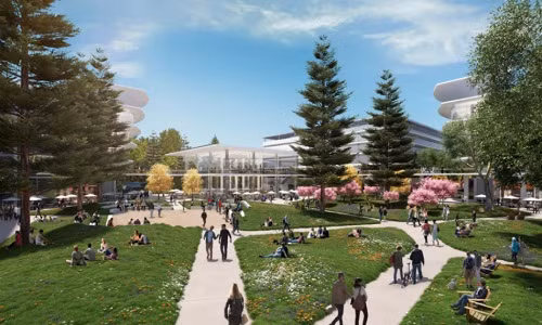 Tòa nhà được bao quanh bởi thảm thực vật phong phú