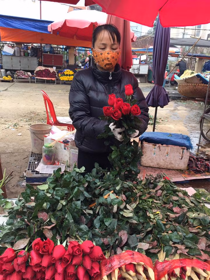 Cô Trần Thị L. (45 tuổi, một người bán hoa ở chợ hoa Quảng Bá) cho biết: "Thị trường hoa từ sau Tết Nguyên đán luôn trong tình trạng thiếu hàng, do trước đó các làng hoa đã tập trung thu hoạch cuối vụ để cung cấp cho thị trường Tết. Bên cạnh đó, dịp lễ Valentine 2017 chỉ cách rằm tháng Giêng hai ngày nên giá của hầu hết các loại hoa đều tăng gấp 3 - 4 lần so với ngày thường.