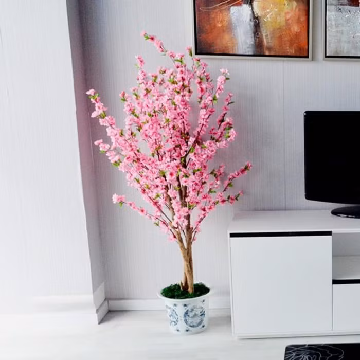 Nếu nhà được thiết kế theo phong cách hiện đại, nên chọn hoa đào phai, hay hoa mơ, mận màu nhạt sẽ cộng hưởng màu sắc vào tông nhẹ nhàng của căn nhà. Ảnh: Decor.