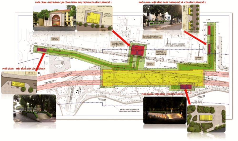 Theo VTV, phương án quy hoạch Ga C9 được bố trí ngầm dưới phố Đinh Tiên Hoàng và phần dưới vườn hoa hồ Hoàn Kiếm. Nhà ga dài 150m, rộng 21,4m, sâu 17,45m, có 3 tầng. Ảnh: VTV.