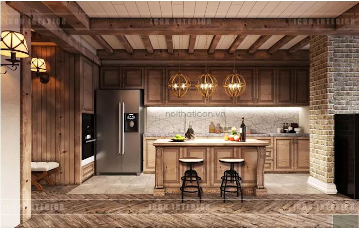 Bạn có thể yên tâm sử dụng sàn tre cho phòng bếp bởi loại vật liệu này có độ bền khá cao do được làm từ tre tự nhiên. Ảnh: Homify.