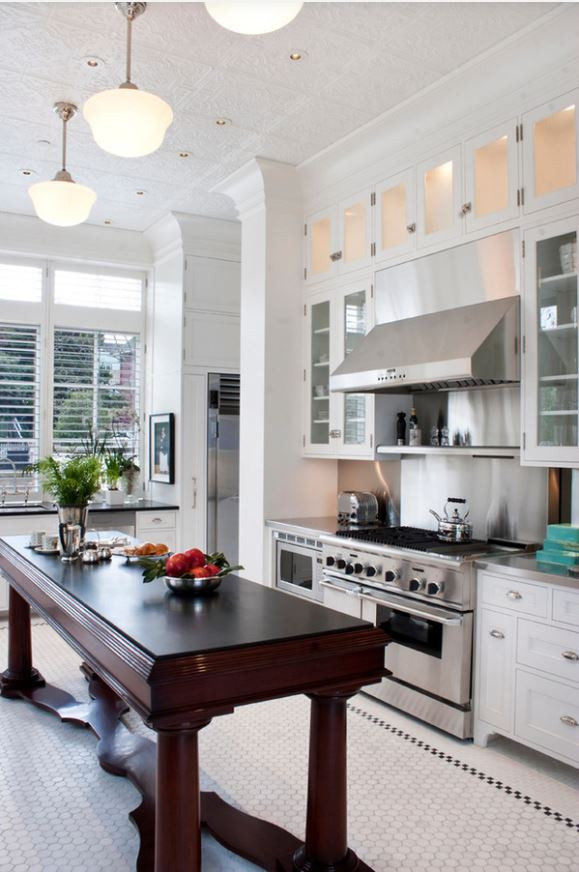 Với khả năng chống ẩm, gạch block cũng là loại vật liệu được khuyên nên dùng để ốp sàn bếp. Ảnh: Blogspot.